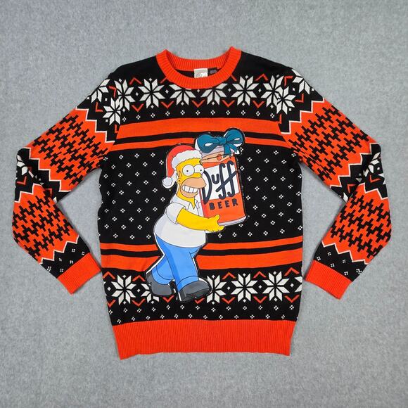 The Simpsons Sweater Size Medium Homer Ugly Christmas Sweater Holds Bottle - Picture 3 of 16